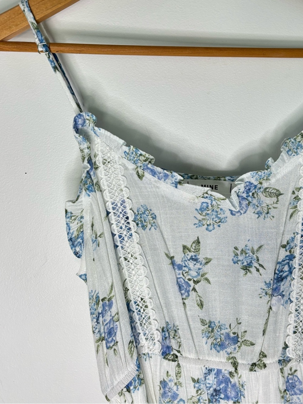 MINE Ruffle Tiered Lace Dainty Floral Dress XS-Small Cottagecore *c79 - Picture 3 of 14